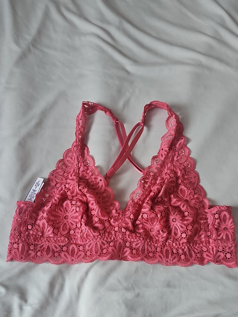 Victoria's Secret Coral Pink Floral Lace Bralette Size M